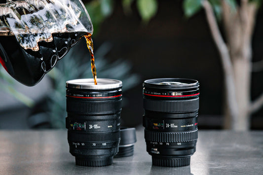 Camera Lens Shaped Coffee Mug Cup – Black
